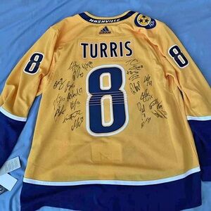 NHL Predators Kyle Turris, Filip Forsberg Adidas jersey With Team Signatures